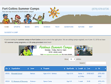 Tablet Screenshot of fortcollinssummercamps.com